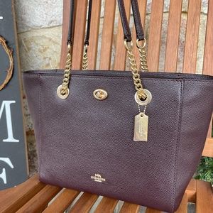 Coach Turnlock Half chain strap tote